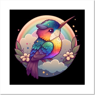 Rainbow Hummingbird Posters and Art